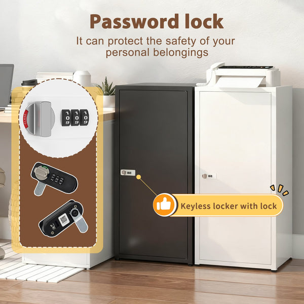 English Elm Metal Powder-coated Steel Locking Locker Cabinet with Adjustable Shelves for Gym or Office T5667P486227