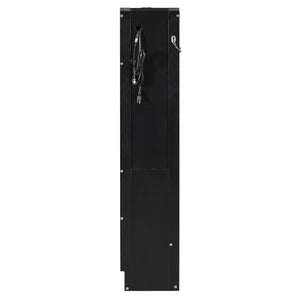 English Elm Queen-size Murphy Wall Bed with Led Ambient Lighting Usb Outlet and Graphic Panel Black LP000357AAB