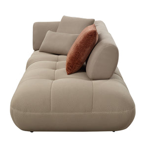 English Elm Carrick 3‑Piece Beige Sandwich Mesh Sectional Sofa with Ottoman — Chenille Accents, KD Legs, Foam Comfort B2726S00395