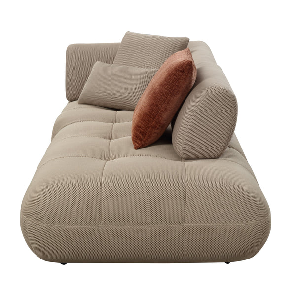 English Elm Carrick 3‑Piece Beige Sandwich Mesh Sectional Sofa with Ottoman — Chenille Accents, KD Legs, Foam Comfort B2726S00395