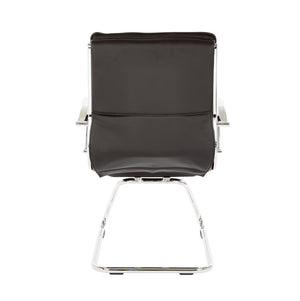 OSP Home Furnishings Guest Faux Leather Office Chair with Chrome Sled Base and Ergonomic Lumbar Support Black SPX23595C-U6