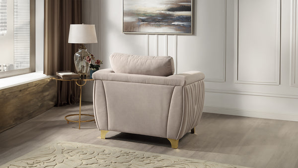 English Elm Leena Plush Upholstery Chair with Gold Accents — Modern Solid Wood Frame, Elegant Comfort Seating (96) B009P264619