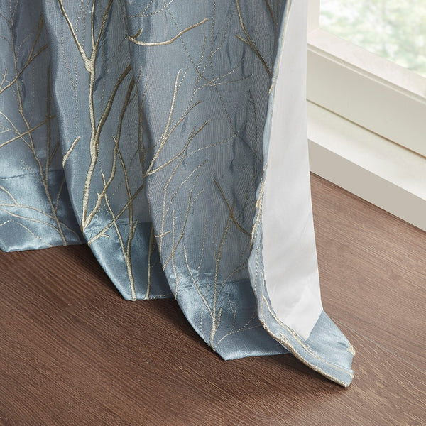 English Elm Curtain Madison Park Andora Embroidered Faux Silk Tree Branch Panel, Lined, Rod Pocket/Back Tabs B03598039