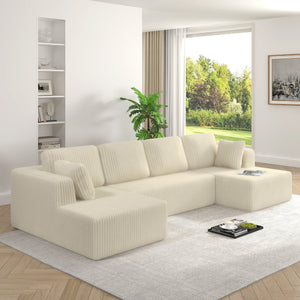 English Elm Sy247-2s-bge Modular Sectional Sofa Terrycloth Upholstery Reversible Layout Living Room W487P236071