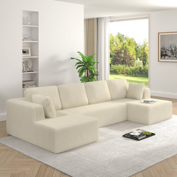 English Elm Sy247-2s-bge Modular Sectional Sofa Terrycloth Upholstery Reversible Layout Living Room W487P236071