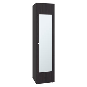 English Elm Home Freestanding Tall Mirrored Cabinet with Four Interior Shelves for Bedroom Bath Dark Walnut B200P465724