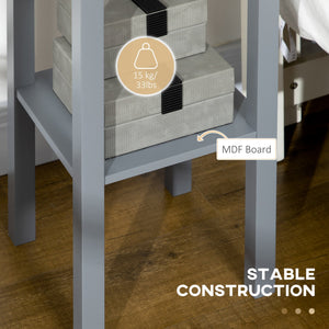 English Elm HOMCOM Narrow 2-Tier Side Table with Drawer and Elevated Shelf — Slim Accent End Table, Sturdy Storage Grey W2225P200908