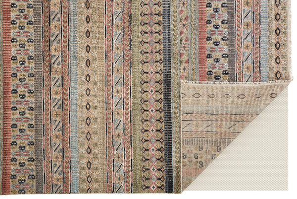 Feizy Rugs Payton Hand Knotted Wool And Viscose Rug With Geometric Tribal Patterns For Stylish Interiors Tan,Orange,Blue Viscose,Wool 9806498fpnkmlth50