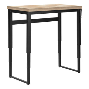 English Elm Computer Desk – Adjustable Standing Workstation With Natural Laminate Top & Sturdy Black Metal Frame B2710P219893