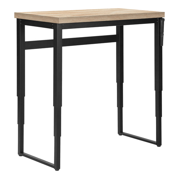 English Elm Computer Desk – Adjustable Standing Workstation With Natural Laminate Top & Sturdy Black Metal Frame B2710P219893