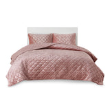 Intelligent Design Felicia Glam/Luxury Velvet Quilt Set ID13-2140 Blush