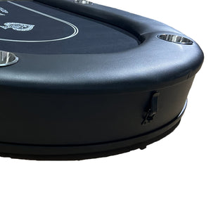 English Elm Ino Design Foldable Oval Poker Table Eight Player Felt Surface with Padded Rails Black W2748P433940