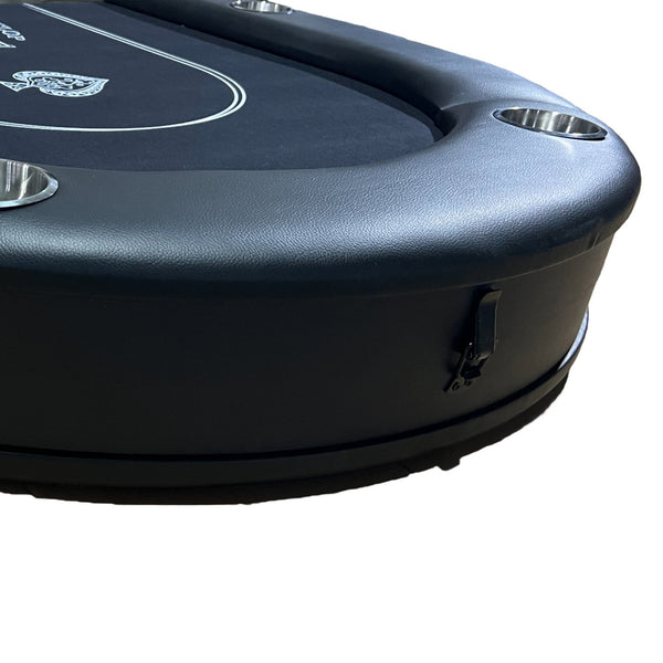English Elm Ino Design Foldable Oval Poker Table Eight Player Felt Surface with Padded Rails Black W2748P433940