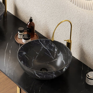 English Elm 14'' Matte Black Ceramic Bathroom Bowl Sink with Stone Pattern, Durable Stain-Resistant Surface, No Faucet (18.9x18.9x11.02) W2615P322667