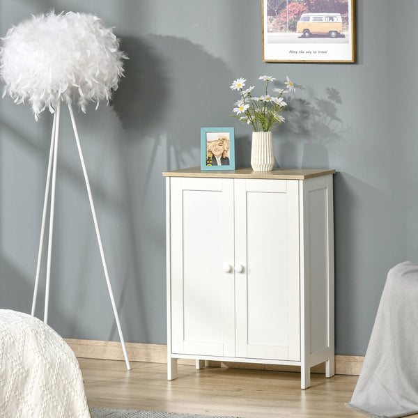 English Elm Homcom Modern Storage Cabinet With Adjustable Shelves, Stylish Double Door Cupboard For Any Space W2225P200527