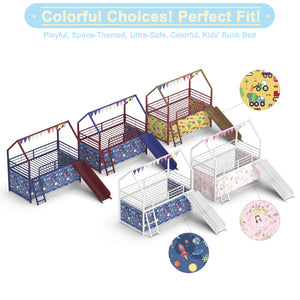 English Elm Jack Metal Junior Twin Loft Bed With Slide & Superhero Curtains - Safe, Fun & Space-Saving Design! B083P354666