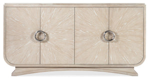Hooker Furniture Nouveau Sandstone Buffet With Venting & Integrated Power, Soft-Close Doors, Felt Tray Storage Elegance 6500-75900-80