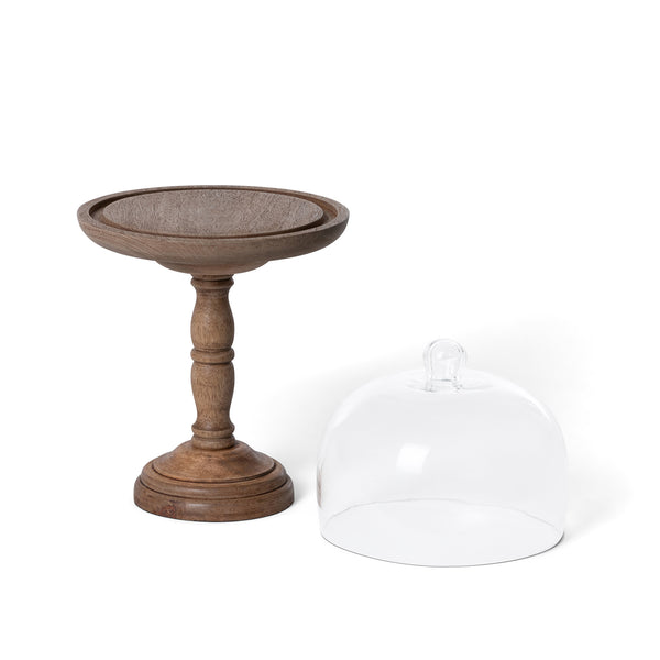 Elevated Wood Server with Glass Dome, 16" EAW36153 Park Hill