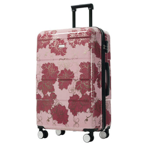 English Elm 6 Piece Hardshell Abs Travel Set with Spinner Wheels Combination Lock and Toiletry Bag Purple Pink Flower N732P391160E