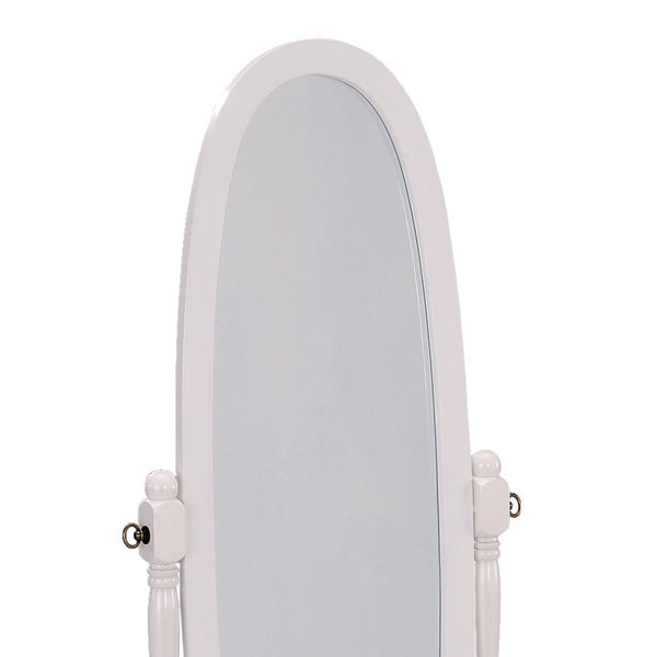 English Elm 59.25" Tall Standing Wooden Floor Mirror with Elegant Oval Cheval Frame, Adjustable Tilt and Classic Finish White B072115937