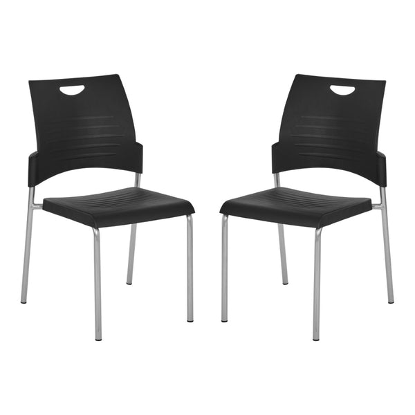 OSP Home Furnishings Straight Leg Stackable Office Chair Polyurethane Seat Modern Frame Ships Fully Assembled Black 2-Pack STC8300C2-3