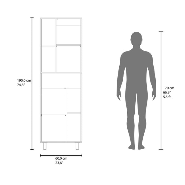 English Elm White Kitchen Pantry With Open Shelving & Concealed Storage For A Tidy, Modern Kitchen Space B062P323174-GIGA