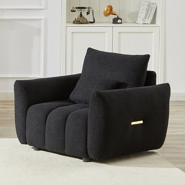 English Elm MH36.8''Teddy Modern lounge chair sofa with plush teddy upholstery, supportive wooden arms, 250lb capacity Black W1193P314001