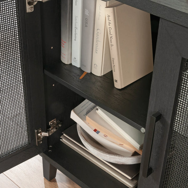 English Elm Library Base - Modern Black Storage Solution With Adjustable Shelves For Small Spaces & Versatile Use B356P402766