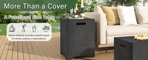 English Elm U_style Outdoor Mgo Propane Tank Cover Table Fluted Stone Finish Patio Side Accent Black N711P410561B