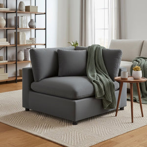 English Elm Caylie Modern Corner Wedge Chair with Plush Down-Blend Cushions, Durable Fabric & Solid Wood Frame Charcoal B050P406802