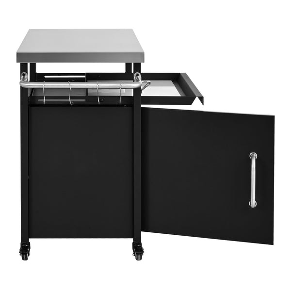 English Elm K&k Outdoor Rolling Grill Cart Stainless Steel Top Bbq Prep Station with Cover N707P379796B