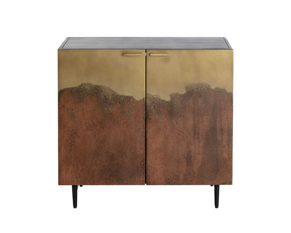 Sunpan Auburn Nightstand With Antique Brass Ombre Finish, Unique Artisan Craftsmanship For Global Style Black Iron 111819