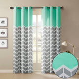 Intelligent Design Alex Modern/Contemporary Chevron Printed Room Darkening Grommet Top Panel Pair ID40-556 Aqua