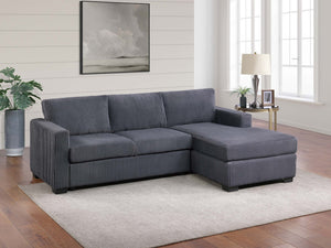 English Elm L-shaped Corduroy Sectional with Chaise Square Arms Modern Living Room Sofa Dark Gray B011P430092