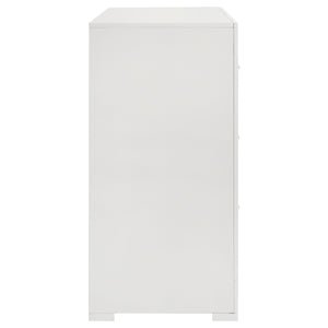 English Elm Pierce Six Drawer Diamond Embossed Dresser with Sleek High Sheen Finish for Modern Bedrooms Gloss White B062P447669