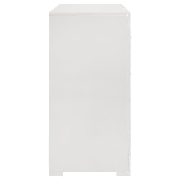 English Elm Pierce Six Drawer Diamond Embossed Dresser with Sleek High Sheen Finish for Modern Bedrooms Gloss White B062P447669