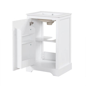 English Elm 20" Bathroom Vanity With Soft-Close Door, Ceramic Sink, Adjustable Shelves & Chic Storage Solutions N725P351852K