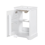 English Elm 20" Bathroom Vanity With Sink, Bathroom Cabinet With Soft Closing Door, Storage Rack and Adjustable Shelve, White