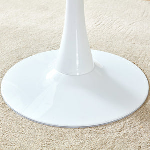 English Elm 31.9"hourglass-shaped Round Table White Mdf Top Nordic Style for Dining or Office W1151P256807