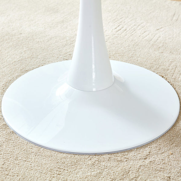 English Elm 31.9"hourglass-shaped Round Table White Mdf Top Nordic Style for Dining or Office W1151P256807