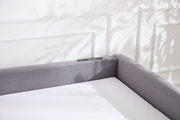 English Elm Upholstered Velvet Daybed with Pull Out Trundle Diamond Tufted Guest Bedroom Sofa Grey W1361S00067