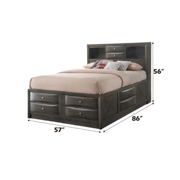 English Elm Ireland Gray Oak Full Bed With Smart Storage, Modern Bookcase Headboard & Easy Assembly Design B2726S00401