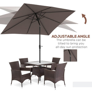 English Elm Outsunny 9' X 7' Solar Led Patio Umbrella With Crank & Tilt - Perfect For Garden, Deck, Poolside Fun! W2225P174172-GIGA