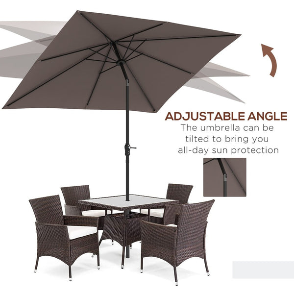 English Elm Outsunny 9' X 7' Solar Led Patio Umbrella With Crank & Tilt - Perfect For Garden, Deck, Poolside Fun! W2225P174172-GIGA