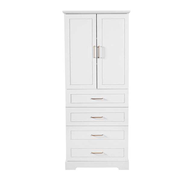 English Elm 72.2'' Tall Freestanding Bathroom Cabinet with 3 Drawers, Adjustable Shelf, Soft-Close Doors, Modern Elegant Design White N729P296769K