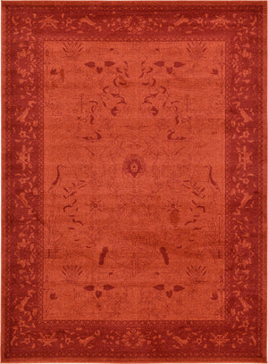 Unique Loom La Jolla Floral Machine Made Floral Rug Rust Red, Rust Red 7' 10" x 11' 0"