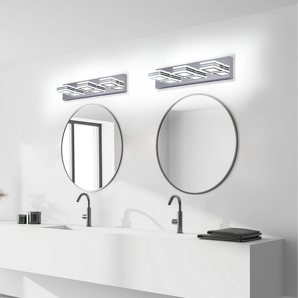 English Elm Modern Dimmable 3-Light LED Vanity Light Chrome Iron Acrylic Over Mirror Bath Wall Sconce LED W2312P374878