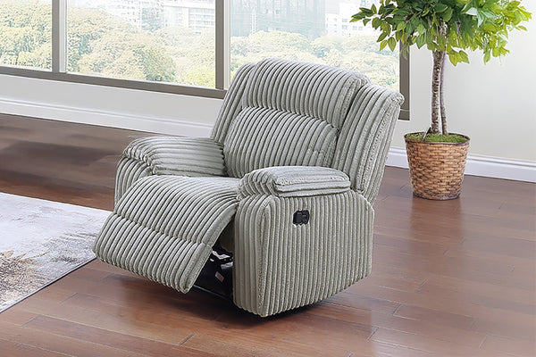 English Elm 1pc Ash Color Motion Recliner Chair with Fur-Like Corduroy Upholstery, Plush Armrests & Manual Recline B011P335291