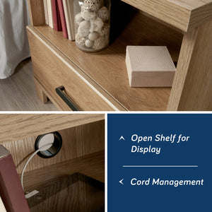 English Elm Night Stand - Rustic Brown Finish With Smart Storage, Compact Design & Easy Assembly For Any Space B356P367928