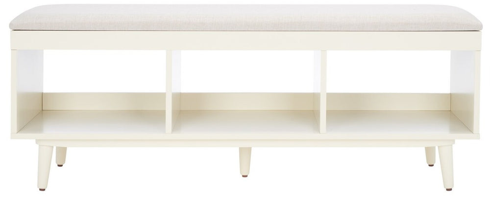 Safavieh Cricket Open Shelf Bench W/ Cushion XII23 Cream Linen / Cream Wood BCH5000E